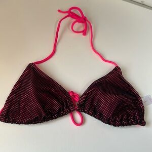 No boundaries black and pink mesh bikini top size small 3/5 hot pink neon